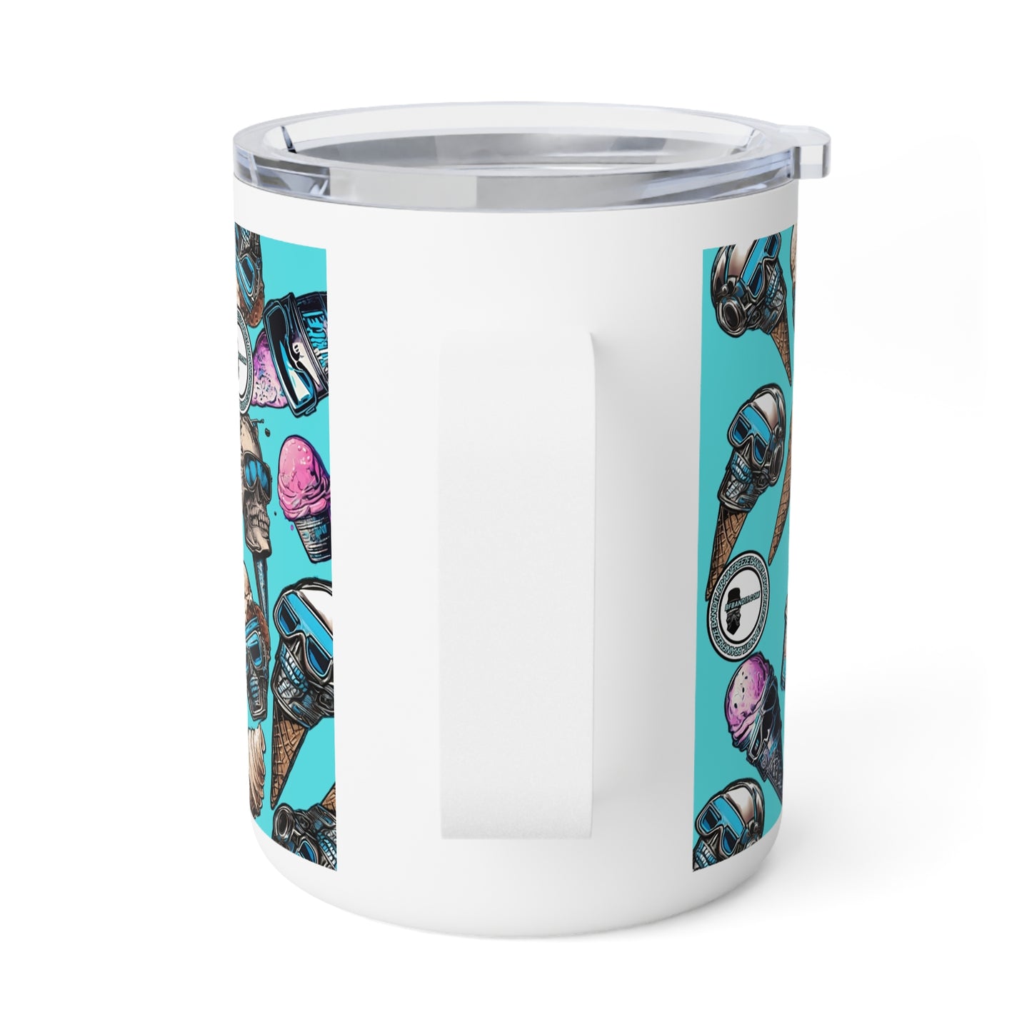 Cool Vibes Insulated Coffee Mug - 10oz, Fun Skull and Ice Cream Design