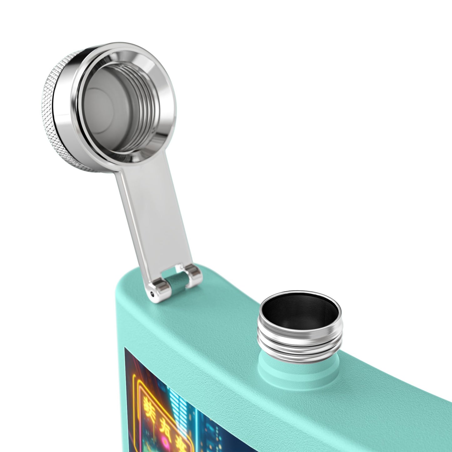 Cyberpunk Vibes Stainless Steel Flask - 6oz Travel Drinking Flask for Night Out, Gifting, and Parties