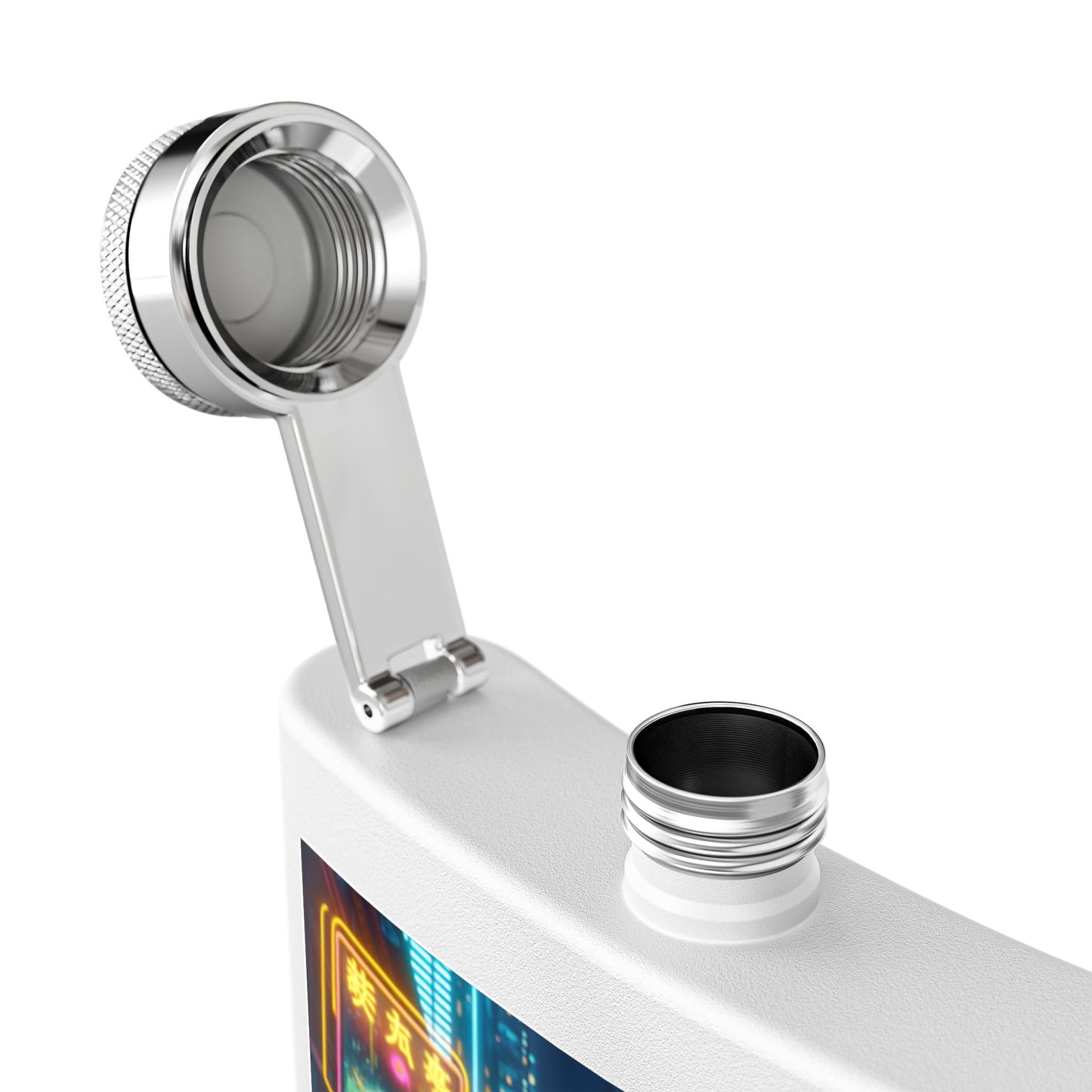 Cyberpunk Vibes Stainless Steel Flask - 6oz Travel Drinking Flask for Night Out, Gifting, and Parties
