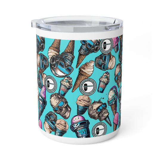 Cool Vibes Insulated Coffee Mug - 10oz, Fun Skull and Ice Cream Design